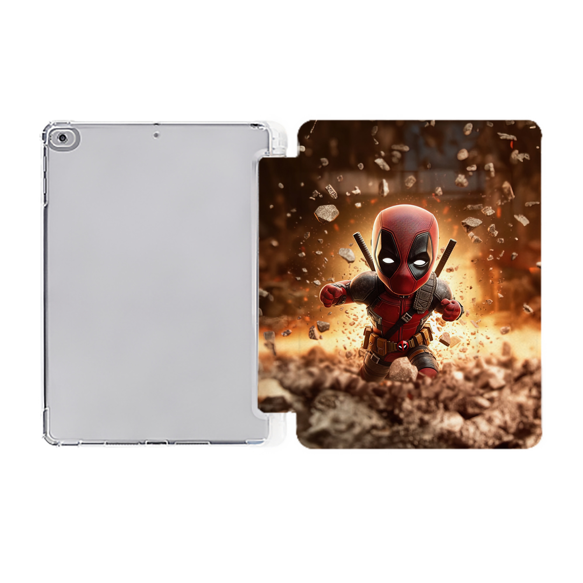 （画像用） Deadpool デッドプール IPad ケース ペン収納付き 三つ折りスタンド PUレザー×シリコン 対応機種9.5/10.5/10.9インチ